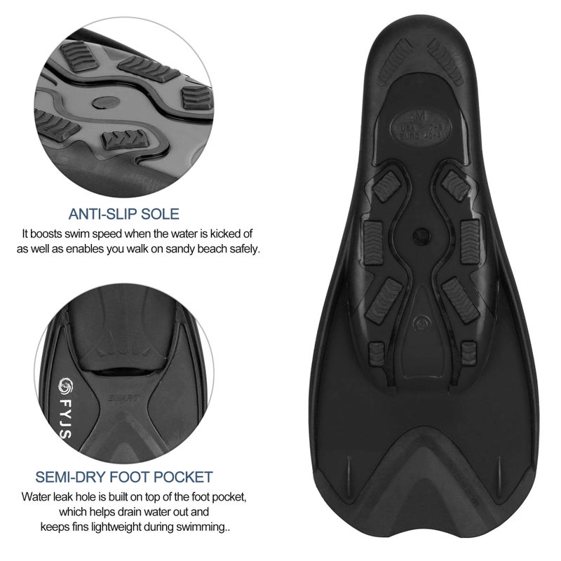 F FYJS FYJS Short Swim Fins with Comfortable Full Foot Pocket Travel-Size for Snorkeling and Scuba Diving - Image 3